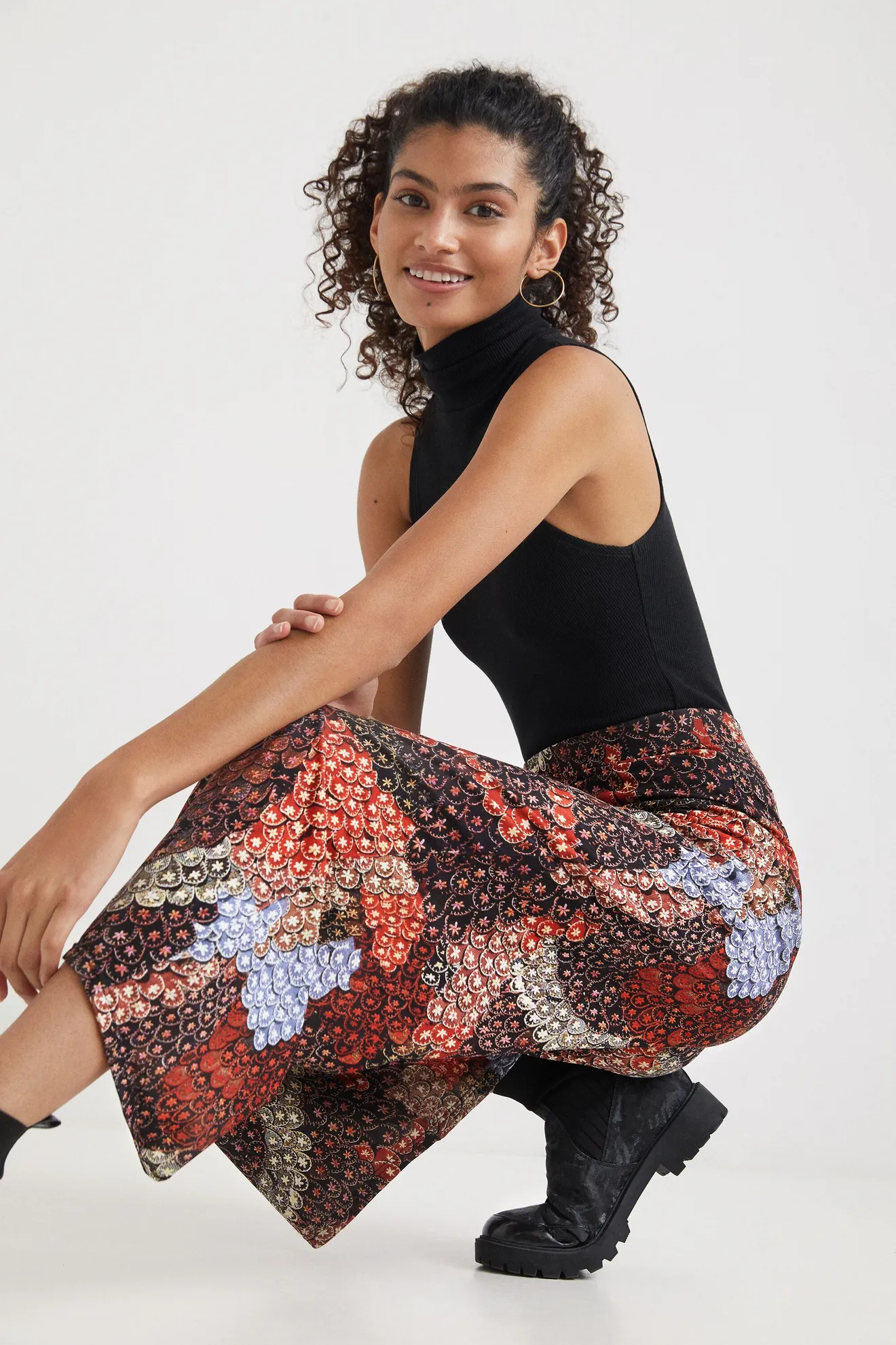 Pantalón ancho estampado - Imagen 5