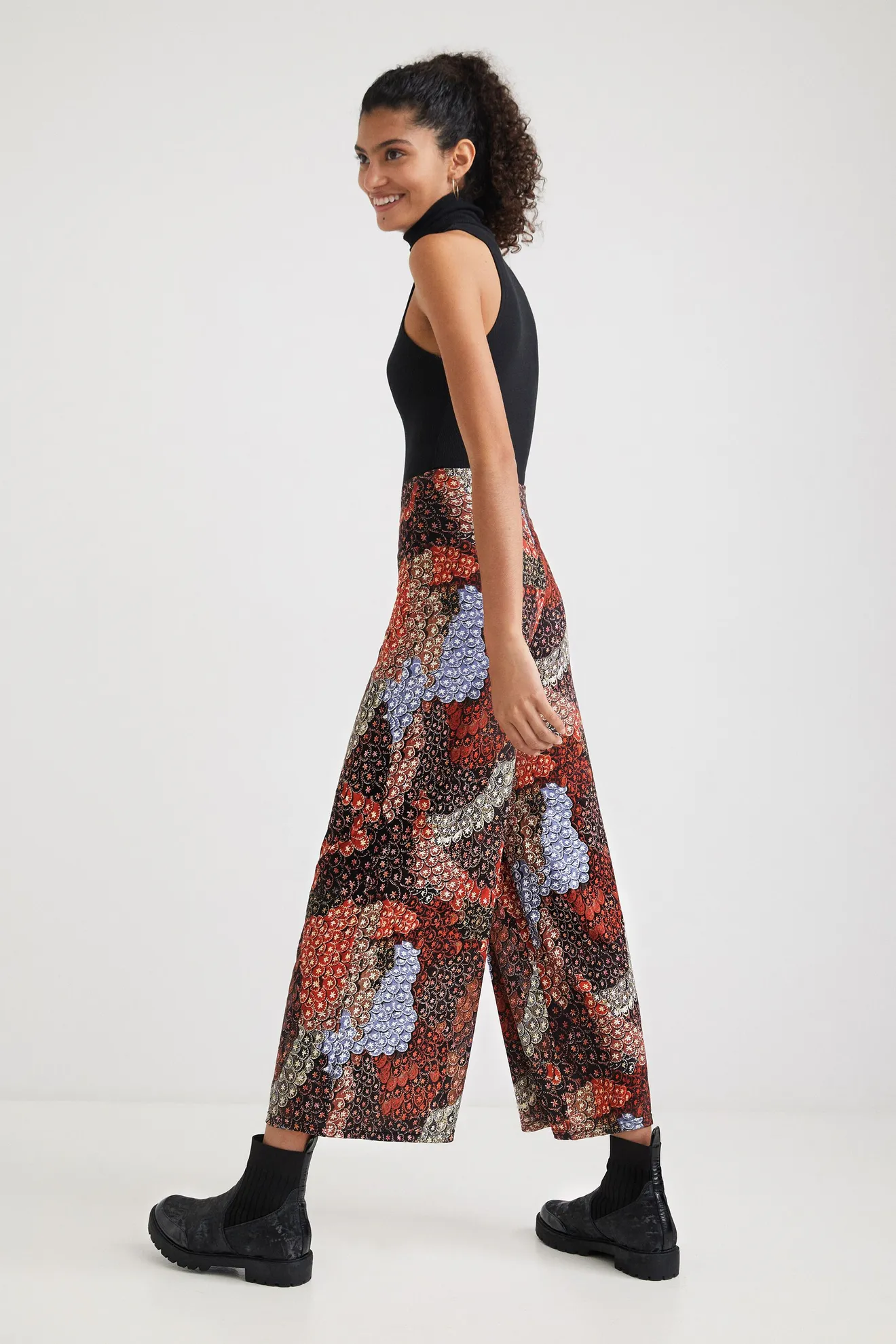 Pantalón ancho estampado - Imagen 3