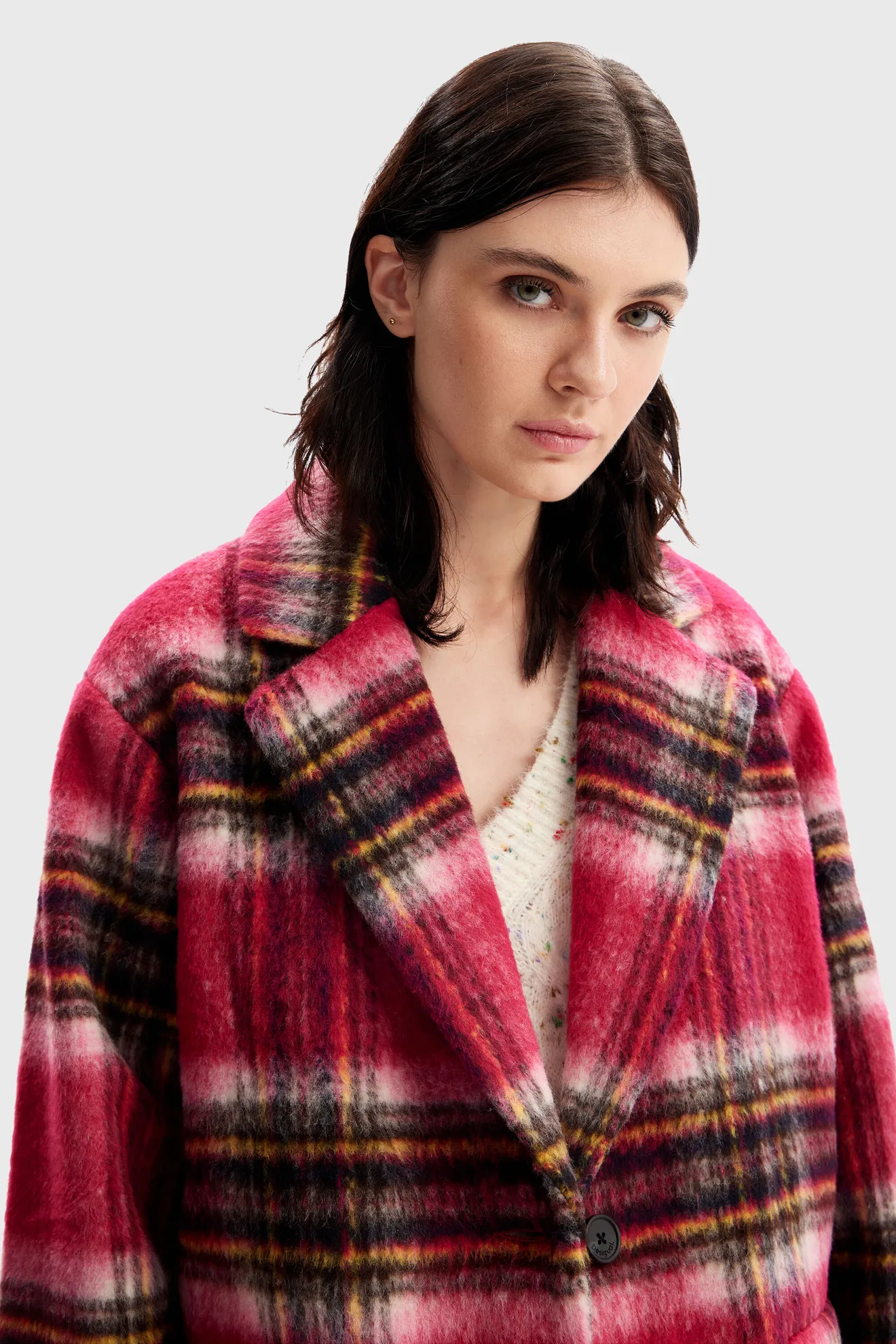 Abrigo cuadros lana - Imagen 3