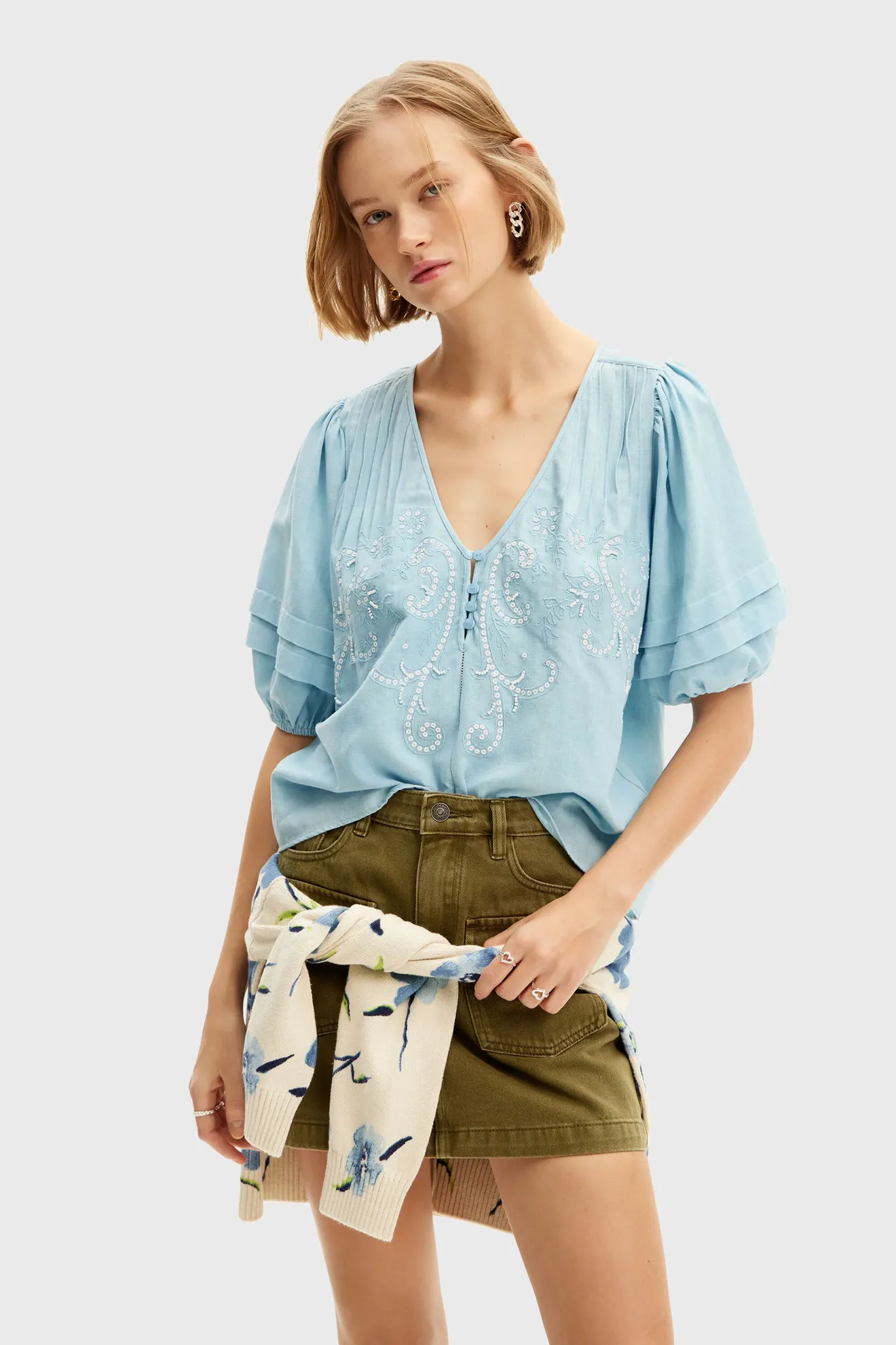 Camisa bordada boho - Imagen 3